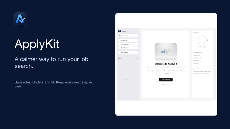 ApplyKit macOS job application tracker interface