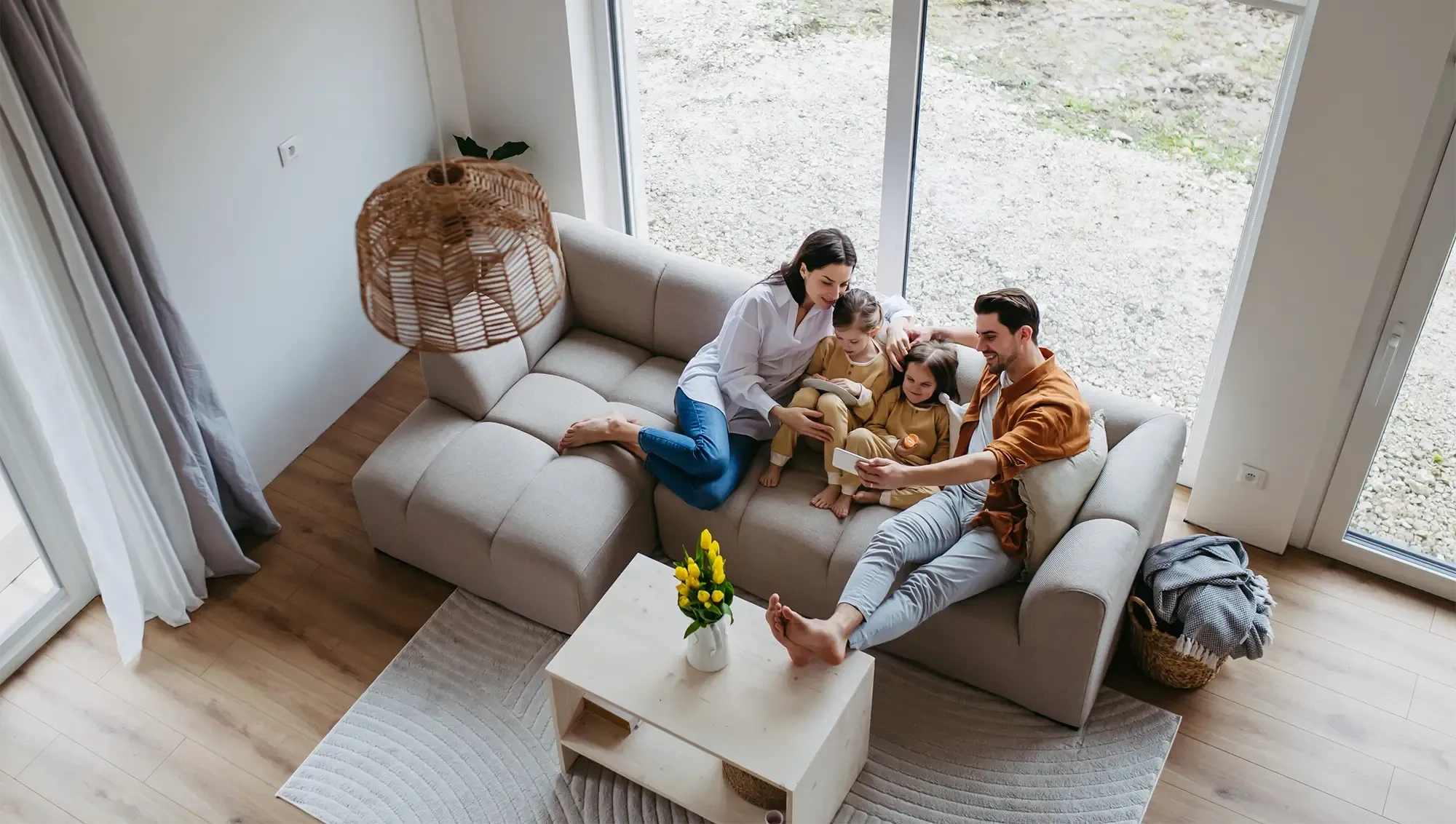 Family gathered together at home, imagery featured by Bowen Financial Group