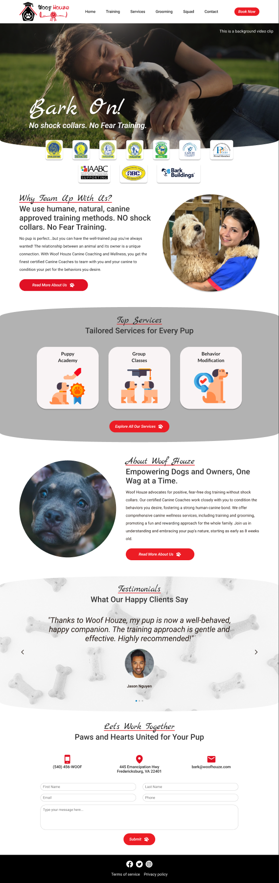 Woof Houze website design